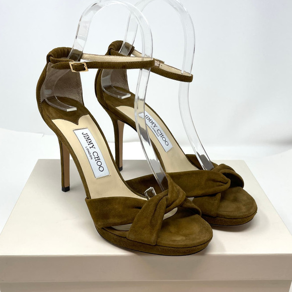 Jimmy Choo Shoes - Jimmy Choo Marion Suede Platform Sandal In Tobacco Brown Size 7